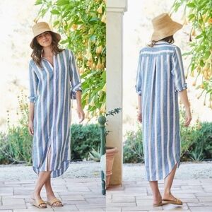 Frank & Eileen Rory Multi-Stripe Linen Shirt Dress
